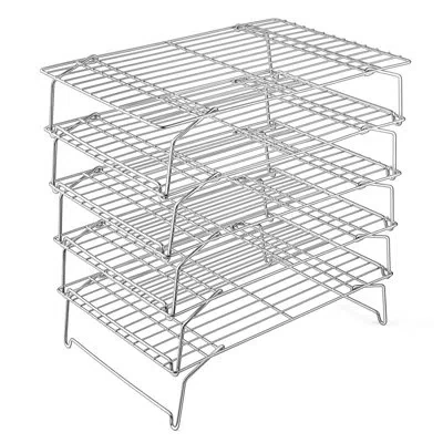One Cooling Rack, 5-tier Stainless Steel Stackable Baking Cooking Racks For Cooling Roasting Grilling, C In Silver