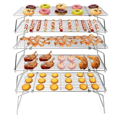 One Cooling Rack, 5-tiers Stainless Steel Baking Cooling Wire Rack For Baking Roasting Cooking, Healthy  In Silver