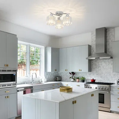 One Crystal Close To Ceiling Light Fixtures,3-light Chrome Modern Semi Flush Mount Ceiling Light,kitchen In Clear