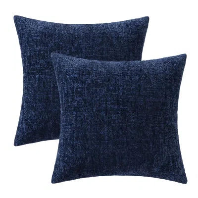 One Decorative Throw Pillow Covers 18x18 Pack Of 2 Navy Blue Couch Pillow Covers Soft Cozy Textured Chen