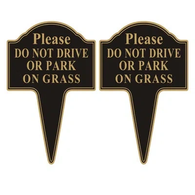 One Do Not Drive Or Park On Grass Sign, Yuntarda 2-pack 10”x14” Double Sided Stay Off Grass Sign With In In Black