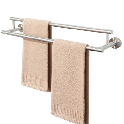 One Double Towel Bar Brushed Nickel,24" Towel Racks For Bathroom Wall Mounted,bathroom Towel Rack Sus304 In Brown