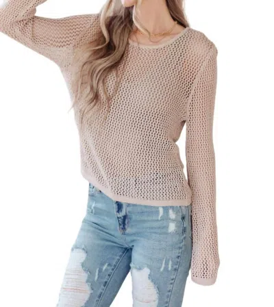 One Eleven North Calming Down Loose Knit Top In Taupe In Beige