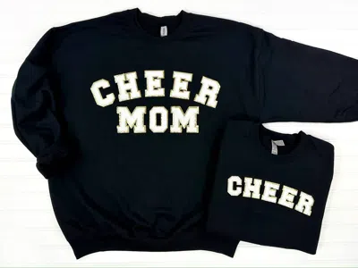 One Eleven North Cheer Mom And Mini Chenille Patch Sweatshirt In Black