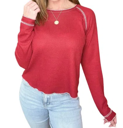 One Eleven North Clever Expression Long Sleeve Top In Red