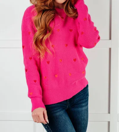 One Eleven North Eat Your Heart Out Crewneck Sweater In Pink
