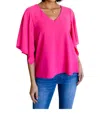 One Eleven North Forever Fine Flounce Sleeve Blouse In Hot Pink In Pink