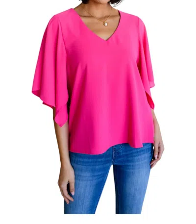 One Eleven North Forever Fine Flounce Sleeve Blouse In Hot Pink