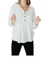 One Eleven North Happier Now Henley Hoodie In Ivory In Multi