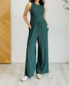 One Eleven North Hillary Wide Jumpsuit In Green In Green