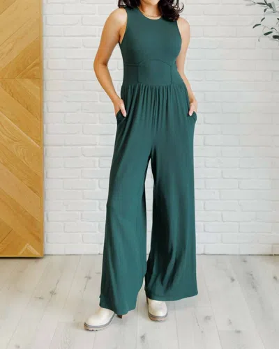 One Eleven North Hillary Wide Jumpsuit In Green