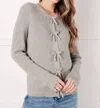 One Eleven North I Don't Know Why Bow Front Cardigan In Gray In Grey