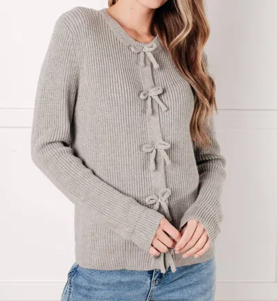 One Eleven North I Don't Know Why Bow Front Cardigan In Gray In Grey