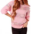 One Eleven North In The Cards Striped Sweater In Pink