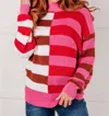 One Eleven North In Your Lane Color Blocked Stripe Sweater In Multi In Multi