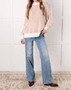 One Eleven North Least High Maintenance Contrast Trim Sweater In Taupe In Grey