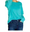 One Eleven North Let Love In Long Sleeve Top In Turquoise In Blue