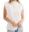 One Eleven North Overqualified Mock Neck Cap Sleeve Top In White In White