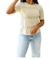One Eleven North Thea Crocheted Knit Top In Beige In Beige