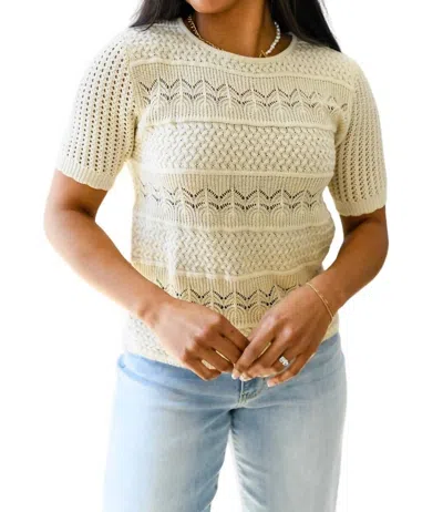 One Eleven North Thea Crocheted Knit Top In Natural In Beige
