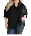 One Eleven North Turned Out Oversized Long Sleeve Shirt In Black In Black