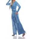 One Essence Carni Cropped Wrap Top/jacket In Indigo Cloud Plant Dye In Blue