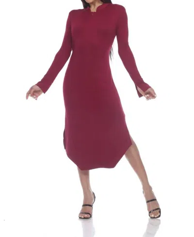 One Essence Mandy Mandarin Dress In Burgundy In Pink