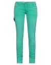 One Green Elephant Woman Jeans Green Size L Cotton, Elastane In Green