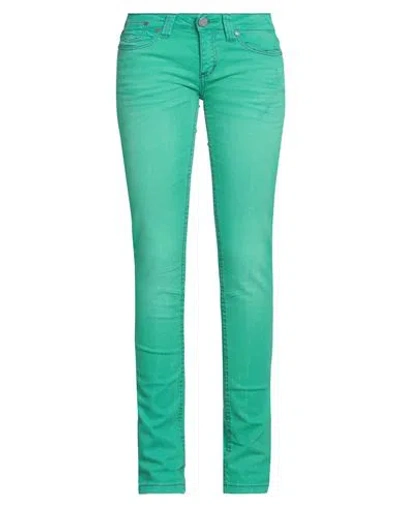 One Green Elephant Woman Jeans Green Size M Cotton, Elastane
