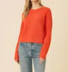 ONE GREY DAY BLAKELY RIB CASHMERE PULLOVER IN POPPY