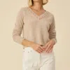 ONE GREY DAY BLAKELY V-NECK CASHMERE IN BROWN