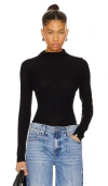 One Grey Day Carter Merino Mock Neck In Black