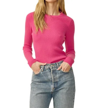 One Grey Day Piper Cashmere Pullover In Bright Rose In Pink