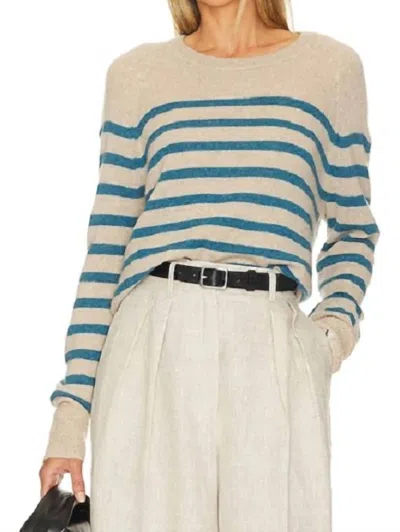 One Grey Day Sloane Cashmere Pullover Top In Bluejay Combo In Beige