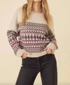 ONE GREY DAY WILMA PULLOVER SWEATER IN CHARCOAL COMBO