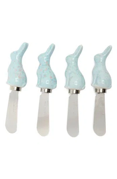 One Hundred 80 Degrees 4-piece Bunny Spreader Knife Set In Blue