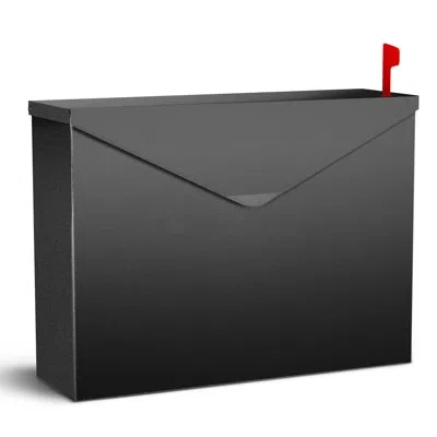 One Large Capacity Wall Mount Mailbox With Outgoing Mail Flag, 14.2”x10.4”x4.3” Steel Mail Box For Outsi In Black