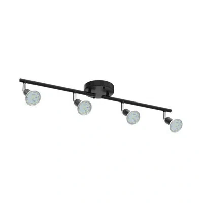 One Led 4 Light Track Lighting Kit, 24.8'' Black 4 Way Ceiling Spot Lighting, Flexibly Rotatable Head, T