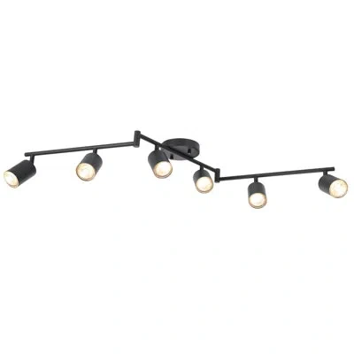 One Led 6 Light Track Lighting Kit, Black 6 Way Ceiling Spot Lighting, Flexibly Rotatable Light Head For