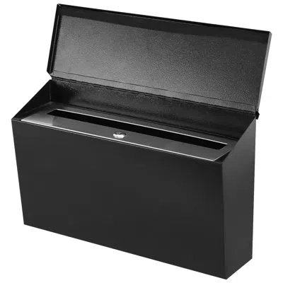 One Locking Wall Mount Mailboxes For Outside, Large Capacity Mail Box For House With Key Lock, Security  In Black
