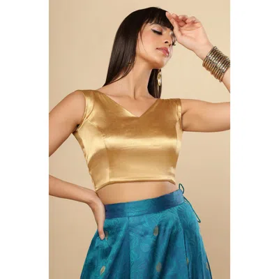 One Minute Saree® Amiya Satin  Stretch Saree Blouse In Gold