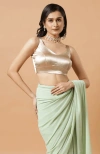 One Minute Saree® Tia Cream Satin Blouse With Criss-cross Adjustable Back Tie Blouse For Women In Gold