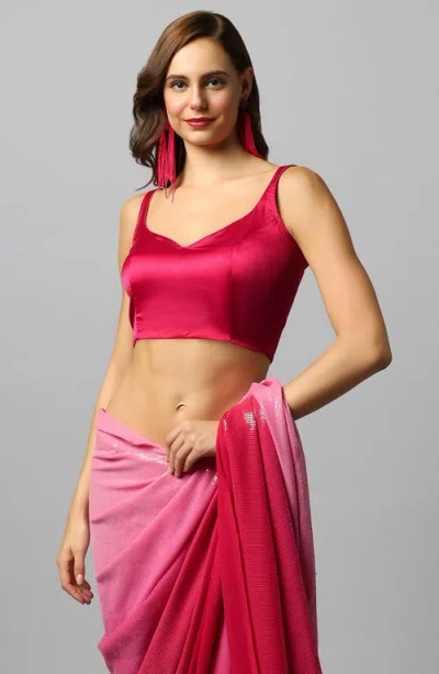 One Minute Saree® Ashley Fuscia Sleeveless Sweetheart Blouse For Women In Pink