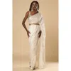 One Minute Saree® Charlize Luxe Cream Geometric Sequins Georgette Ready To Wear Saree In Cream