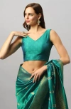 One Minute Saree® Yara Green Moss Adjustable Readymade Saree Blouse For Women In Green