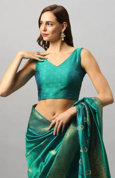 One Minute Saree® Yara Green Moss Adjustable Readymade Saree Blouse For Women