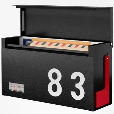 One Modern Mailboxes For Outside, Metal Wall Mount Mailbox, With  Flag Kit And Three Sets Of Mailbox  In Black