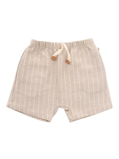 One More In The Family Beige Pinstripe Bermuda Shorts
