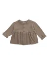 One More In The Family Brown Jacket With Ruffle In Beige