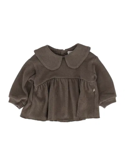 One More In The Family Babies' Collar Blouse In Brown